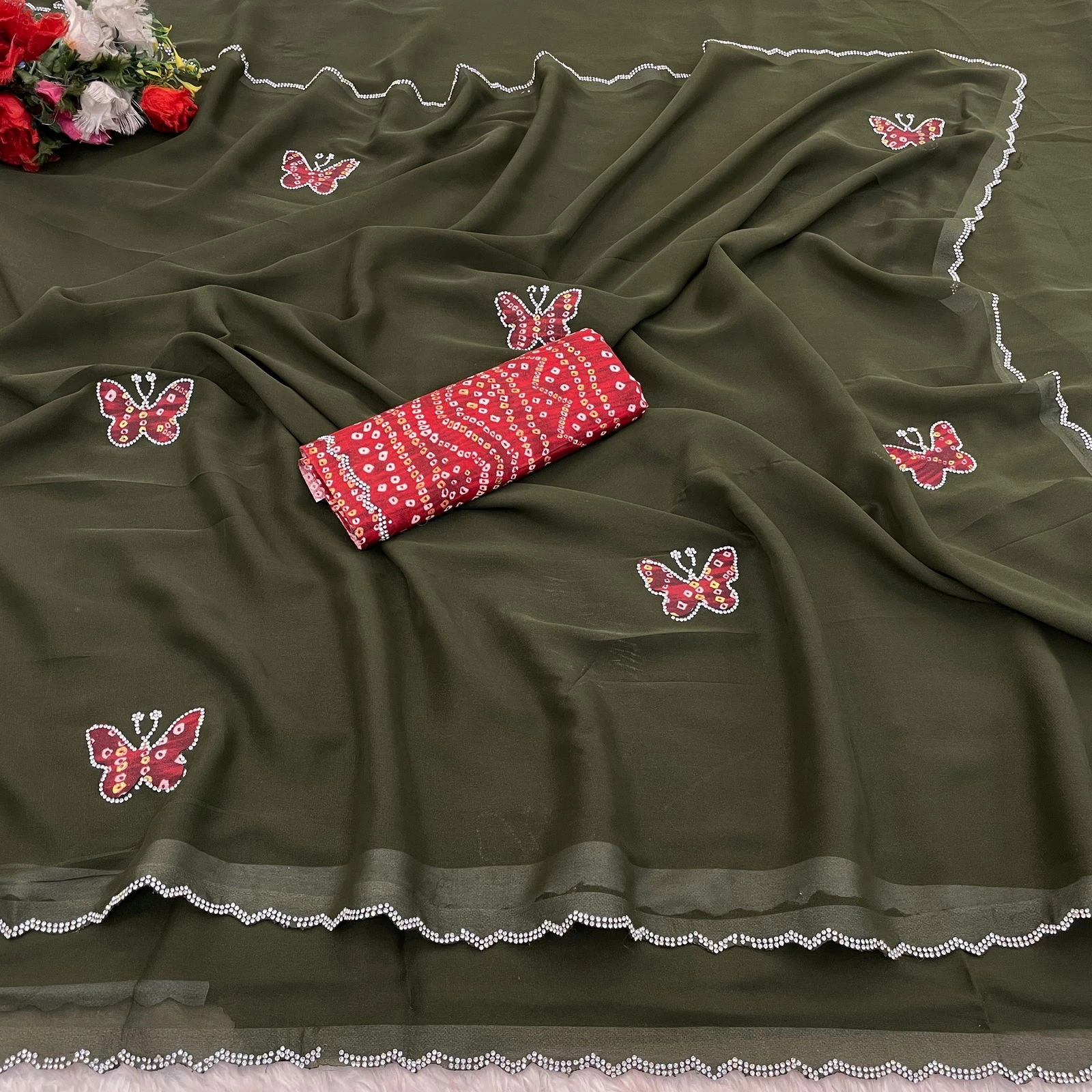 Modal 6377 Georgette Zari Embroidered Fancy Saree Collection