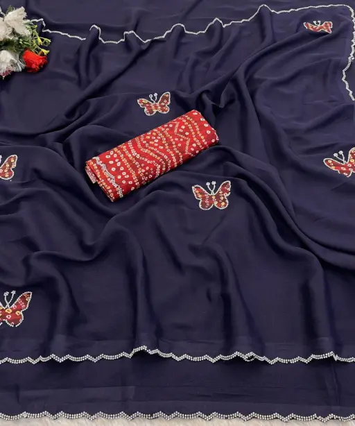 Modal 6377 Georgette Zari Embroidered Fancy Saree Collection