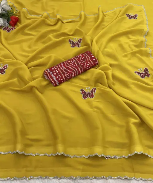 Modal 6377 Georgette Zari Embroidered Fancy Saree Collection