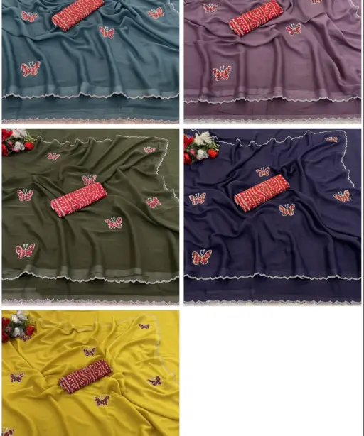 Modal 6377 Georgette Zari Embroidered Fancy Saree Collection