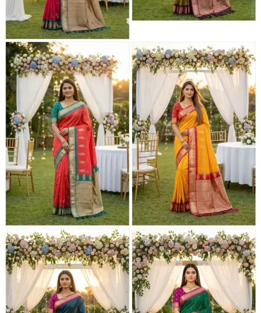 Nx Mango Soft Banarasi Zari Weaving Fancy Silk Saree Collection