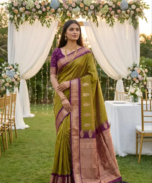 Nx Mango Soft Banarasi Zari Weaving Fancy Silk Saree Collection