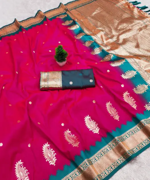 Nx Mango Soft Banarasi Zari Weaving Fancy Silk Saree Collection