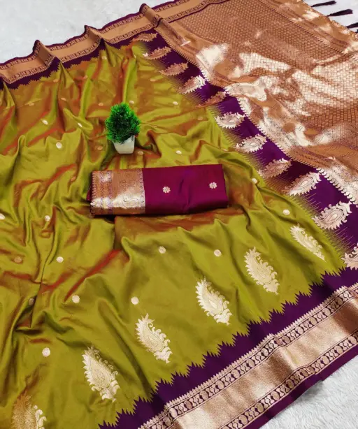 Nx Mango Soft Banarasi Zari Weaving Fancy Silk Saree Collection