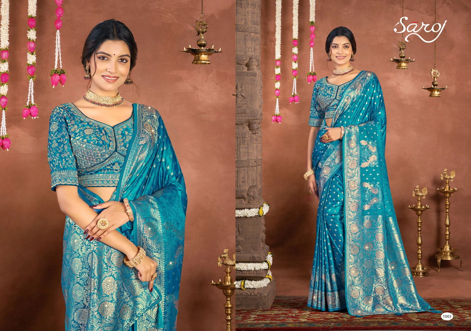 Saroj Royal Taj Satin Saroski Vol 1 Satin Silk Wedding Wear Saree Collection