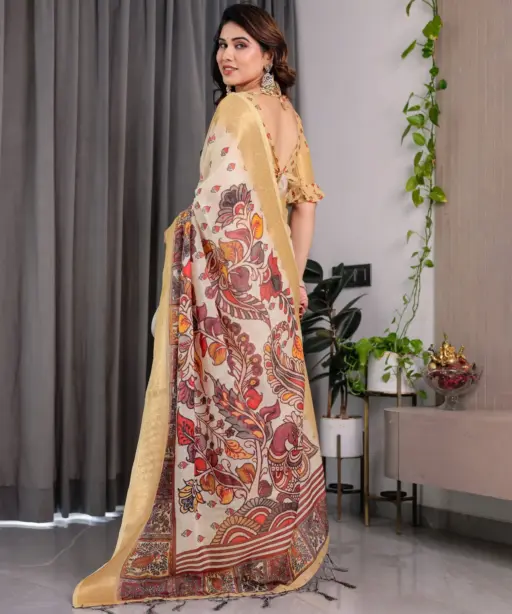 Shc 01 to 07 Pure Handloom Linen Floral Printed Saree Collection