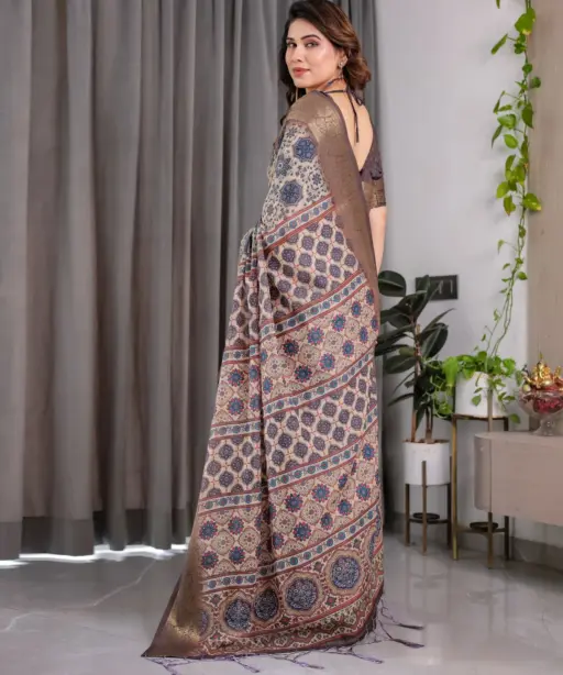 Shc 01 to 07 Pure Handloom Linen Floral Printed Saree Collection