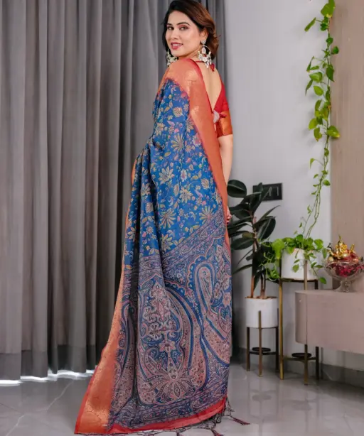 Shc 01 to 07 Pure Handloom Linen Floral Printed Saree Collection