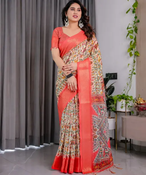 Shc 01 to 07 Pure Handloom Linen Floral Printed Saree Collection