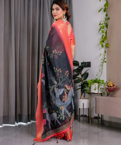 Shc 01 to 07 Pure Handloom Linen Floral Printed Saree Collection