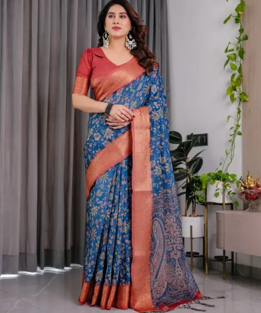 Shc 01 to 07 Pure Handloom Linen Floral Printed Saree Collection